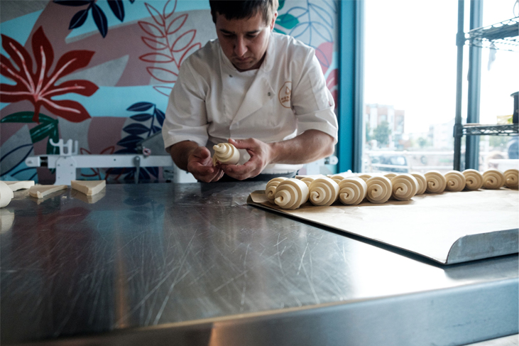 Baker preparing Croissants